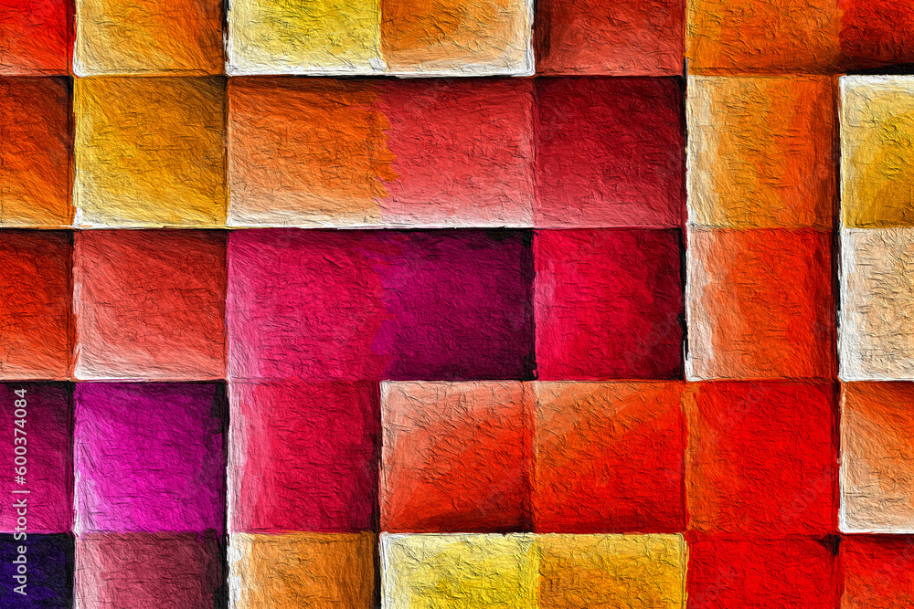 Wall mural colorful abstract mosaic with a rough texture background. colored square pattern background. picture
