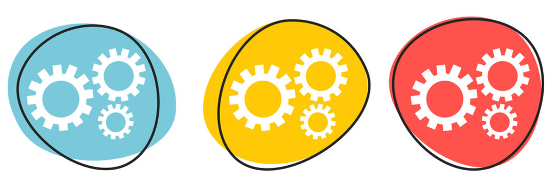 Button Banner für Website oder Business: Zahnräder oder Industrie