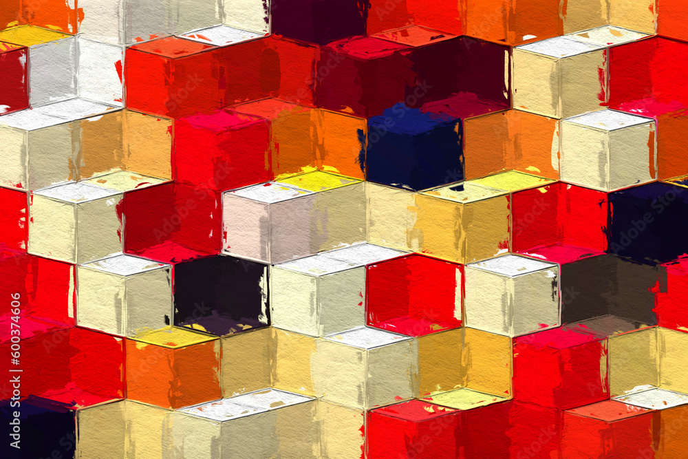 Wall mural colorful abstract mosaic with a rough texture background. colored square pattern background. picture