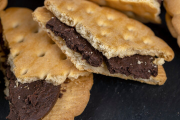 fresh crunchy cookies with chocolate filling