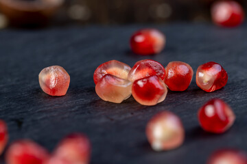 peeled red ripe pomegranate with juicy grains