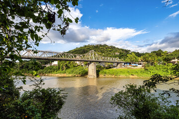 The iron bridge in Blumenau in Santa Catarina, Brazil. Ponte De Ferro, also Ponte Aldo Pereira de Andrade
