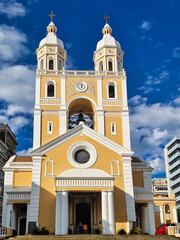 Metropolitan Cathedral of Florianopolis in Santa Catarina, Brazil. Historic monument of Praca XV de...