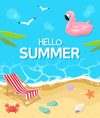 Fototapeta na wymiar summer Illustrations with summer elements, 여름 요소들이 있는 일러스트