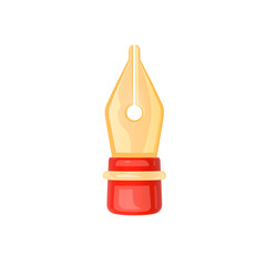 Pen Tool. 3d cartoon minimal style gold pen tool sign. Object isolated on white background. Realistic cartoon 3d icon. Emoticon Design Clip Art. Ui, Ux Icon. 3D Vector