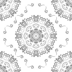 Orient classic silver pattern. Seamless abstract background with vintage elements. Orient background. Ornament for wallpaper and packaging