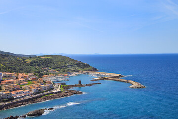 Naklejka na ściany i meble A beautiful view at Castelsardo and the marina, Sardinia