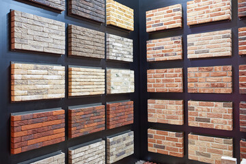 Brick decorative wall panels on construction store