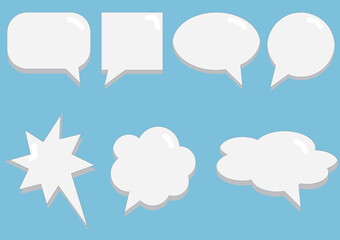 A set of chat clouds for comments, forms for text, a cloud of thoughts, speech bubble