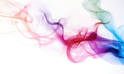 Abstract colorful smoke background on white. Generative AI