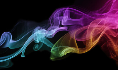 Obraz premium Abstract colorful smoke background on black. Generative AI