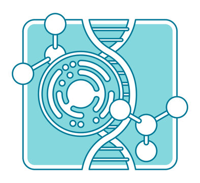 Biophysics emblem - interdisciplinary science icon