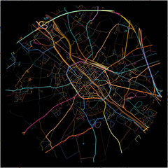 Colorful Map of Tournai, Hainaut with all major and minor roads.
