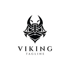 Obraz premium Viking Helmet logo design vector illustration