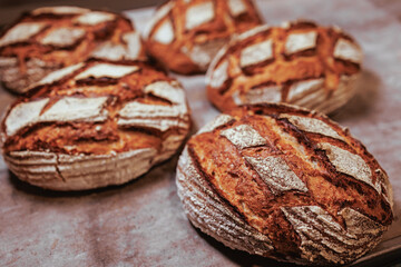 Organic Bakery - details of baker baking bread