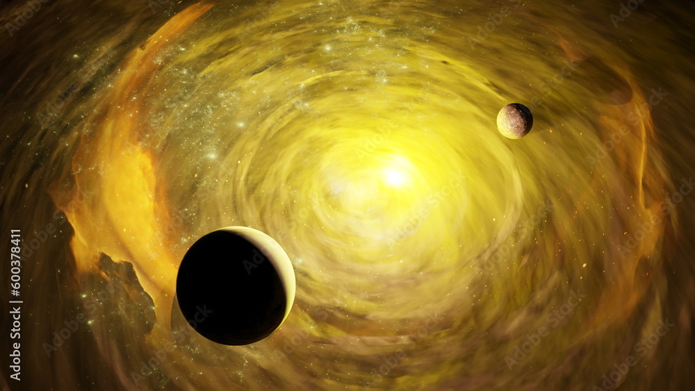 Canvas Prints center of the galaxy devouring two planets, the gravitational field of space, a nebula with ionized 