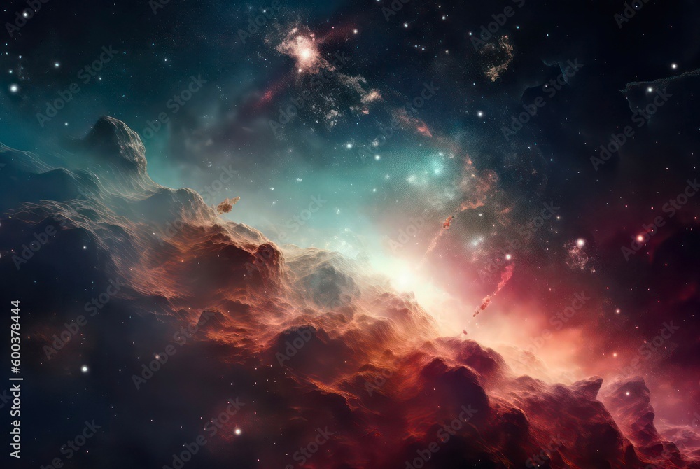Sticker abstract space background. galaxies, nebula and stars in space. generative ai.