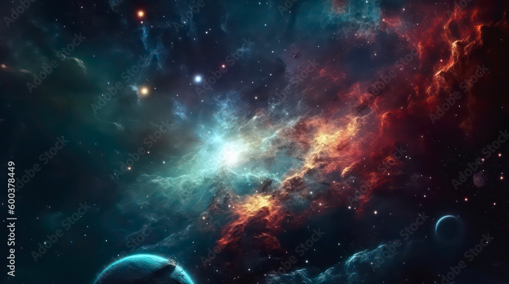 Wall mural abstract space background. galaxies, nebula and stars in space. generative ai.