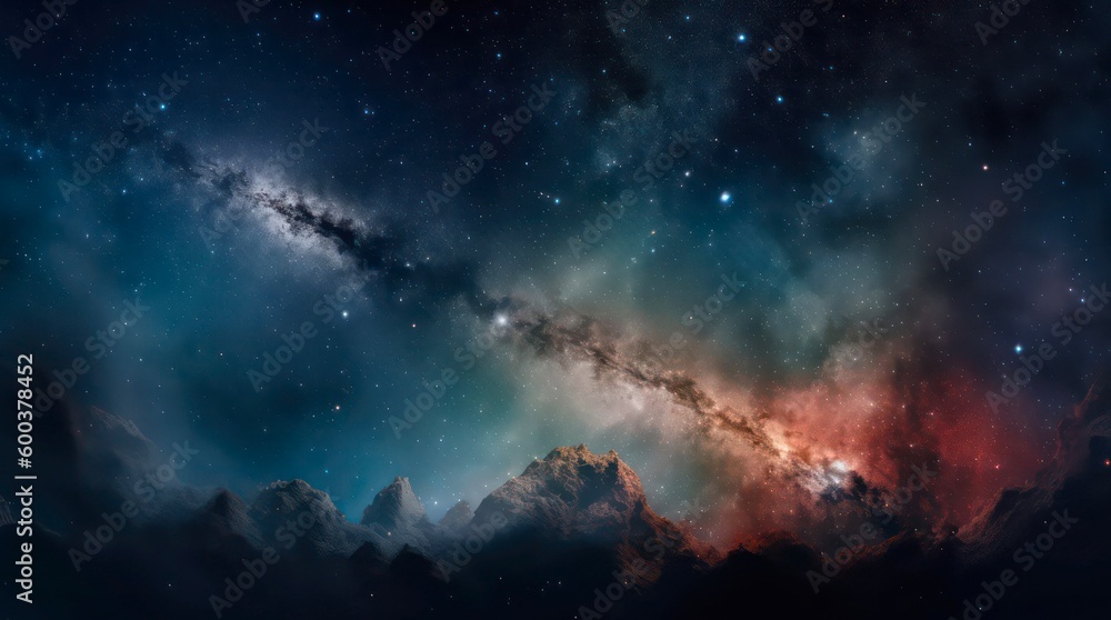 Wall mural abstract space background. galaxies, nebula and stars in space. generative ai.