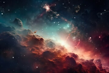 Obraz premium Abstract space background. Galaxies, nebula and stars in space. Generative AI.