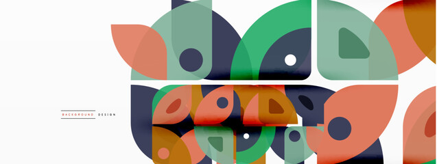 Naklejka premium Colorful minimal geometric abstract background. Triangle shape with round elements, circles. Trendy techno business template for wallpaper, banner, background or landing