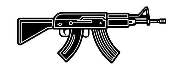illustration of a gun, assault rifle illustration