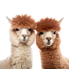 Fototapeta premium Alpacas looking at camera. Generative Ai 