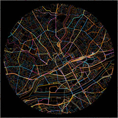 Colorful Map of Nantes, Loire-Atlantique with all major and minor roads.