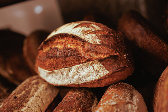 Organic bread in bakery