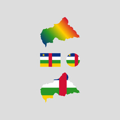 Central African Republic national map and flag vectors set....