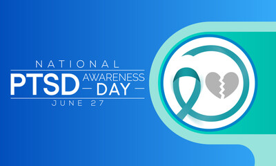 PTSD awareness day is observed every year on June 27. Post-traumatic stress disorder is a psychiatric disorder that may occur in people who have experienced or witnessed a traumatic event. vector art