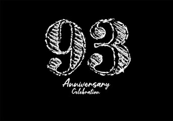 93 years anniversary celebration logotype white vector, 93th birthday logo, 93 number design, anniversary year banner, anniversary design elements for invitation card and poster. number design vector