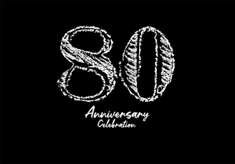 80 years anniversary celebration logotype white vector, 80th birthday logo, 80 number design, anniversary year banner, anniversary design elements for invitation card and poster. number design vector