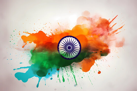 A colorful flag with the word india on it AI generation