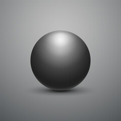 Black ball. Sphere on a dark background. Vector for your graphic design.