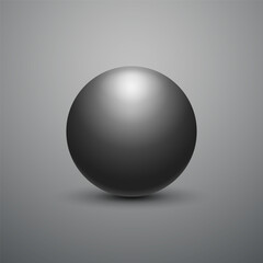 Black ball. Sphere on a dark background. Vector for your graphic design.