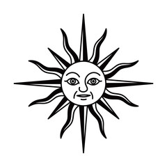 顔のあるレトロ太陽アイコン