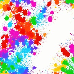 Multicolored splashes of paint on a light background. Seamless pattern. Created by a stable diffusion neural network.