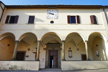 Facade of the church of the Cross in Anghiari, Tuscany, Italy