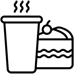 cake, tea, and coffee, breakfast food courts vector icons for web design, app, banner, flyer and digital marketing.