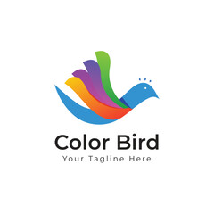 Color Bird Logo vector template with Gradient Colorful Style