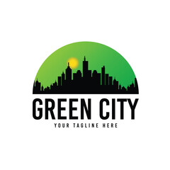 Green city building logo design vector template