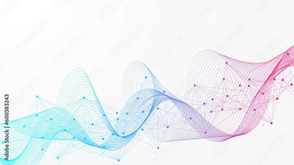 Leinwandbilder Technology abstract lines and dots connection background. Connection digital data and big data concept. Digital data visualization, illustration