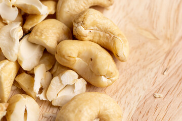 fresh cashew nuts on the table