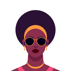 Black fashion woman modern ethnic hairstyle paint minimalist portrait vector flat illustration