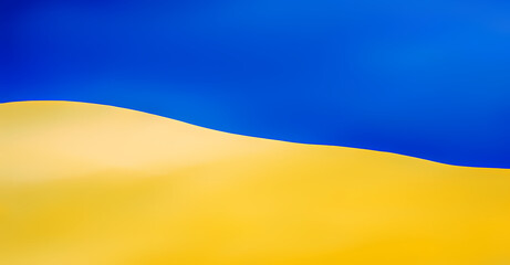 Ukrainian flag. realistic illustration. Waves, shadow and bright areas. National symbols of Ukraine.