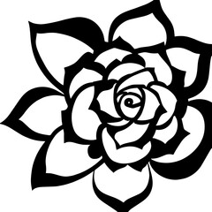 Flower clipart vector design black and white
