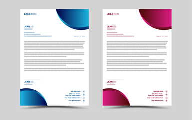 Modern Creative corporate business letterhead layout template design.