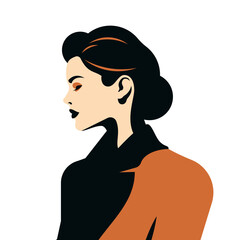 Beautiful strong female portrait fashion pop art paint color minimalist avatar vector flat