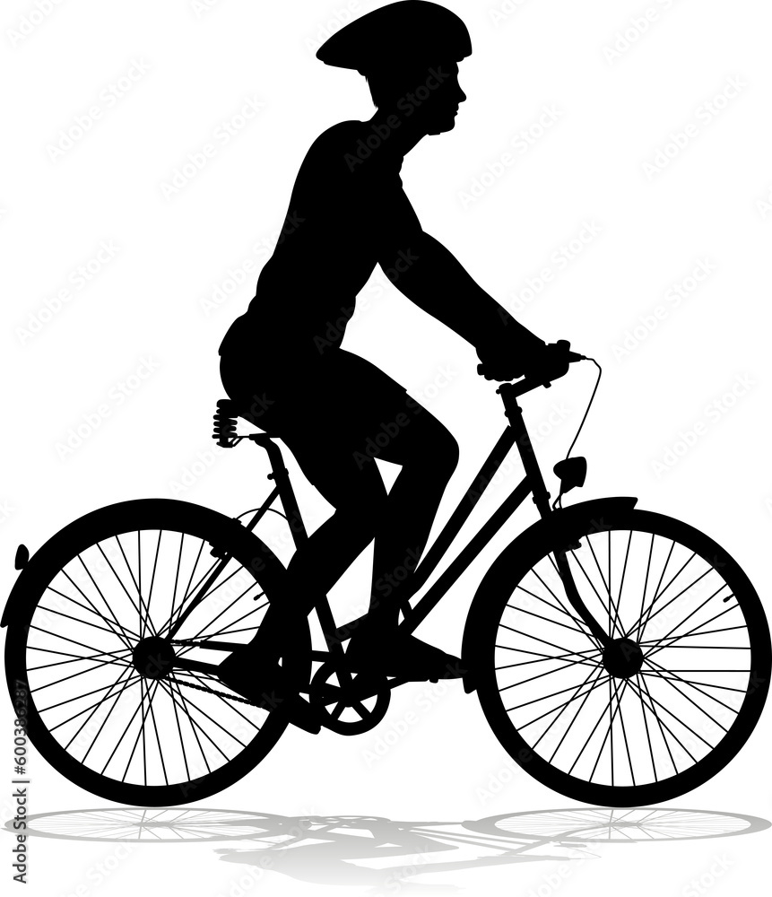 Sticker Bike and Bicyclist Silhouette